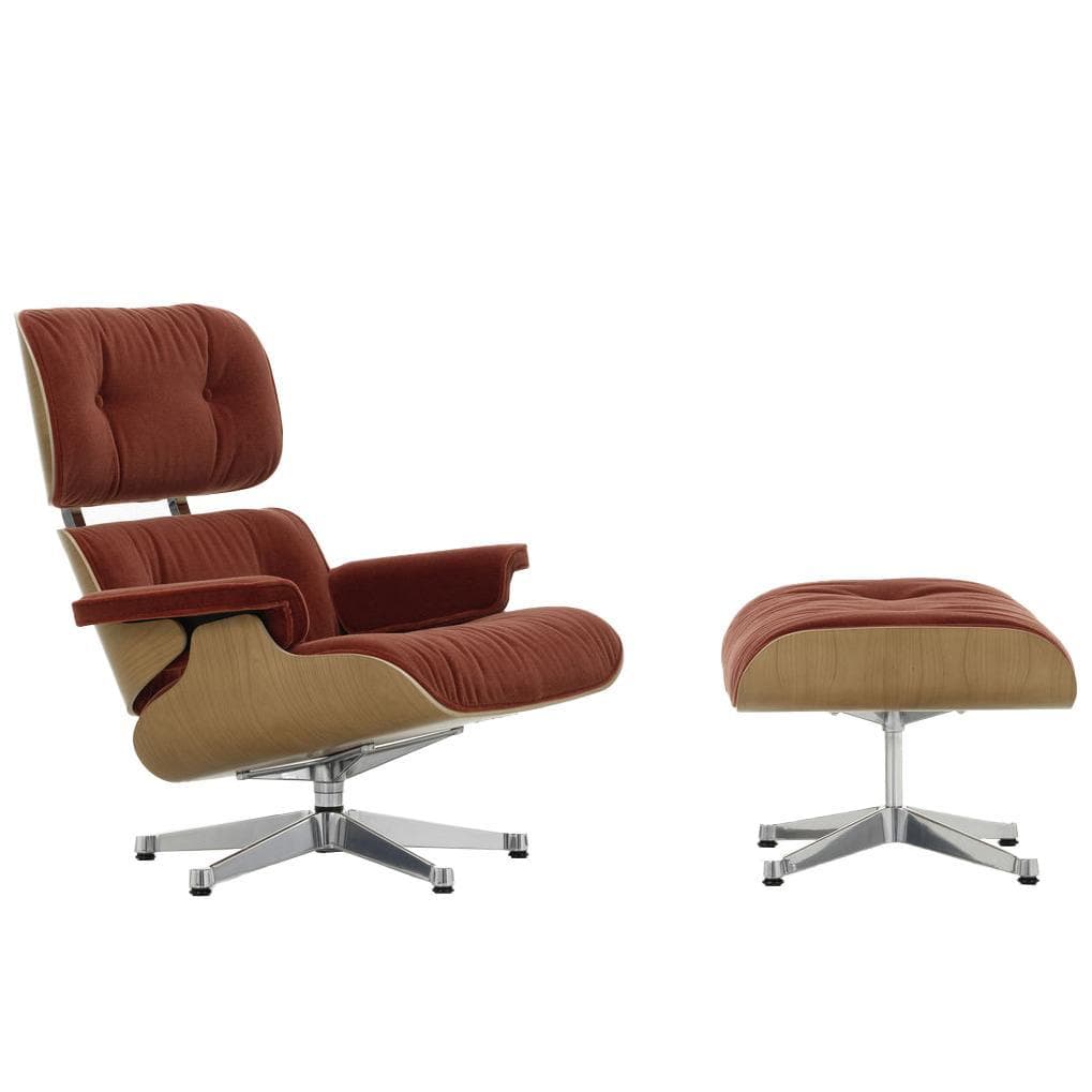 Vitra Eames Lounge Chair En Ottoman Roodenhout Naturel (nieuwe Afmeting) Gepolijst Onderstel/zitting Calma Brandy - afbeelding 1