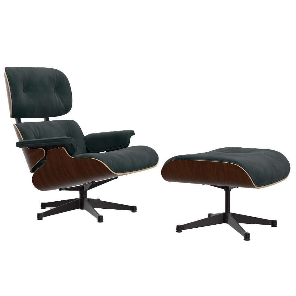 Vitra Eames Lounge Chair En Ottoman Walnoot Donker (nieuwe Afmeting) Zwart Onderstel/zitting Calma Pine - afbeelding 1
