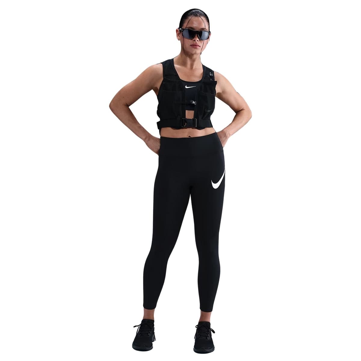 Nike Tempo Swoosh Run Sportlegging Dames Lang Zwart M/38