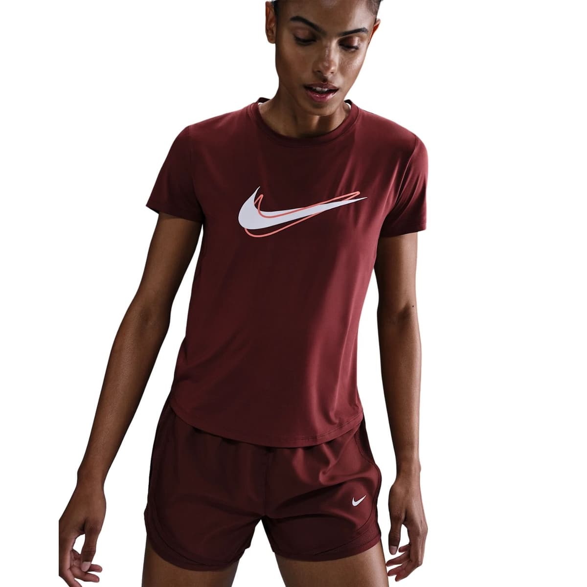 Nike One Swoosh Dri-fit Sportshirt Dames Bordeaux S/36.