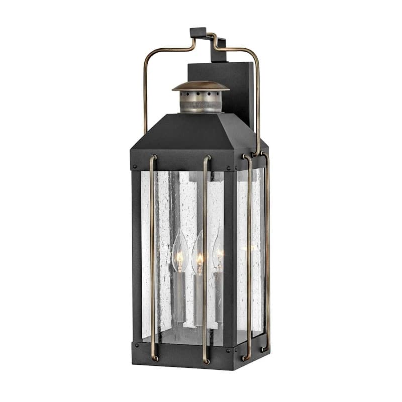 Hinkley LED Wand Buitenlamp Fitzgerald | 3X E14 Max 40W | IP44 | Dimbaar | Textured Black with Burnished Bronze