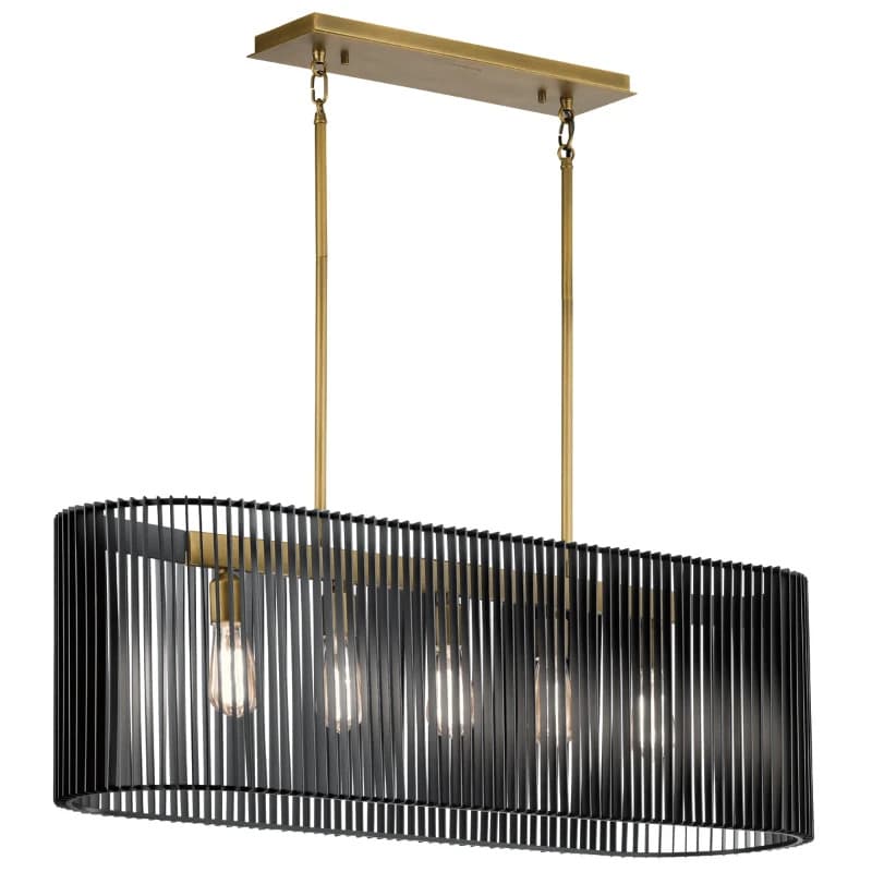 Kichler LED Kroonluchter | 5X E27 Max 60W | Dimbaar | Black&Natural Brass